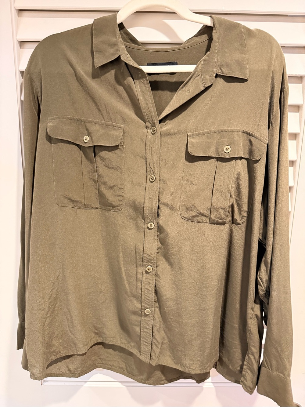 Autograph 100% Silk Olive Button Front Blouse Women’s UK 18 / US XL Plus